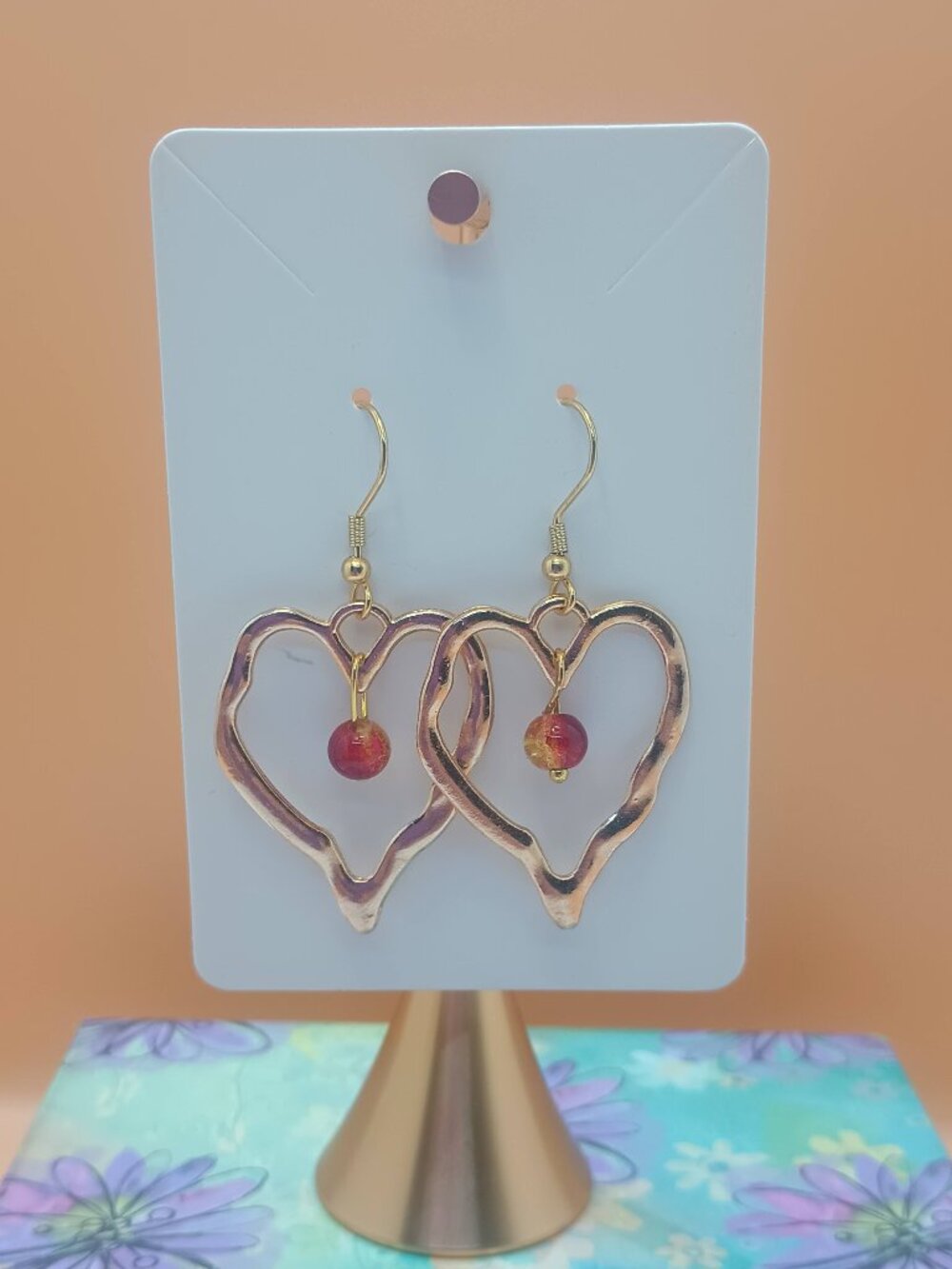Golden Heart Drop Earrings